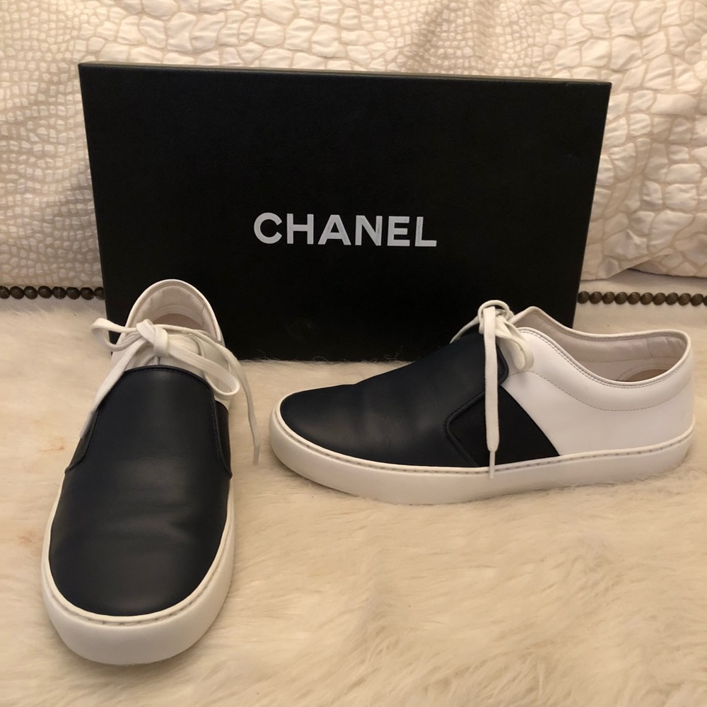 Authentic Chanel black and white sneakers with box